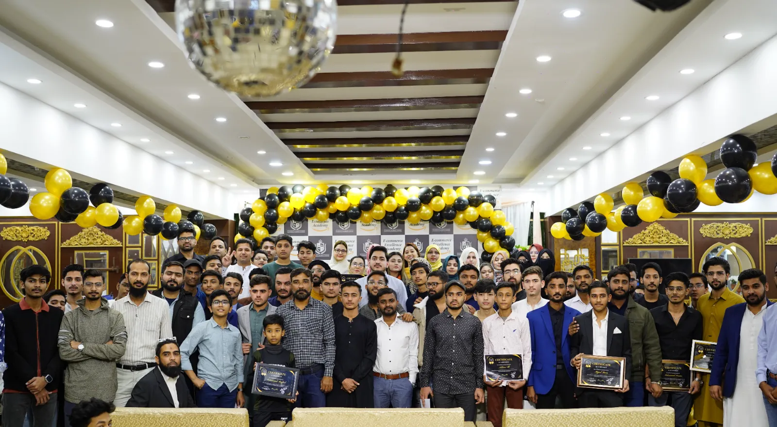 Students of E-Commerce Excellence Academy gathered at their certificate award ceremony in Karachi